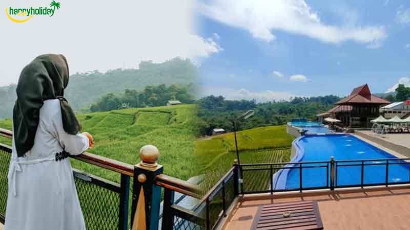 Kolam Renang View Indah Hamparan Sawah Di Villa Jeep Pasir Bungur Bandung